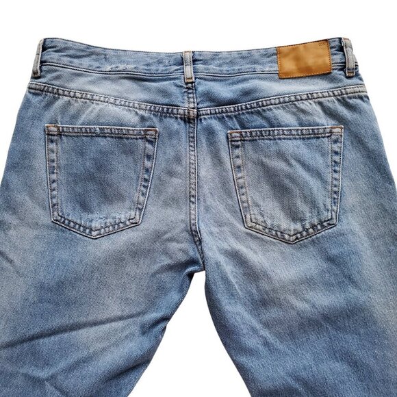 Zara Woman Medium Rise Relaxed Fit Distressed Soft Jeans 100% Cotton Size 8 - Picture 7 of 16